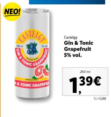 Castelgy Gin & Tonic Grapefruit 5% vol.